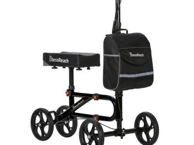 Economy Knee Scooter Steerable Knee Walker for Foot Injuries Compact Crutch Alternative Dual Braking System (Black)new in box