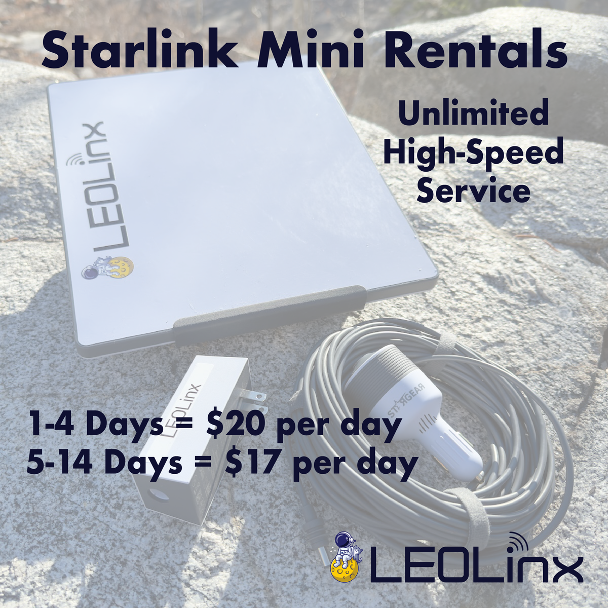 Starlink Mini Kit Rental - Unlimited Data - $20 Per Day
