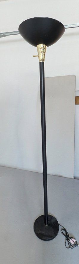 Black Torchiere Floor Lamp with Brass Accent