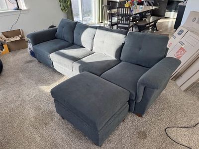 Large Sectional Sofa Couch And Ottoman With Storag