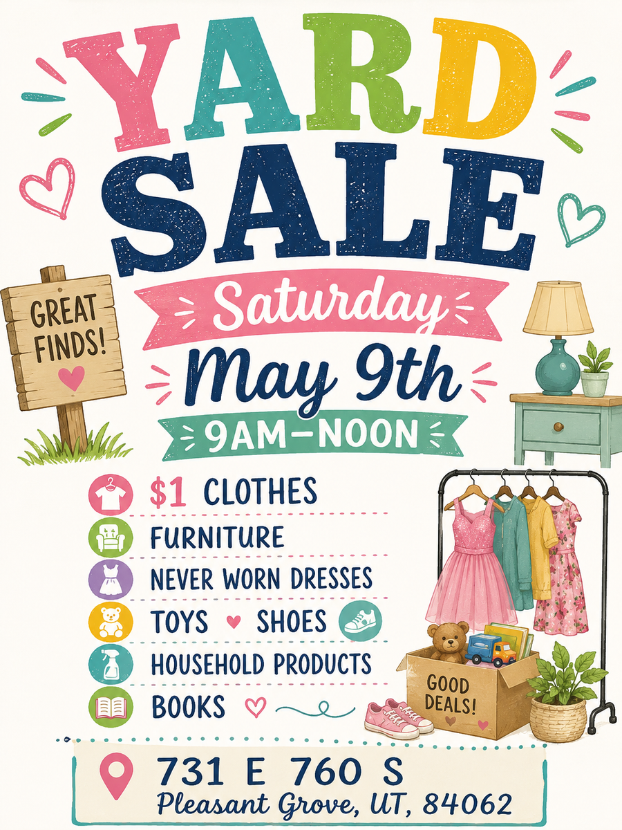 Family Yard Sale: Clothes, Furniture, New Dresses, Shoes, Household Items, Books