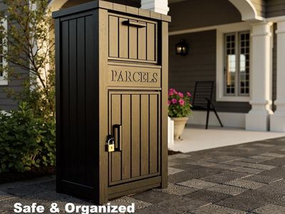 Large Lockable Package Delivery Box for Porch – Black | New