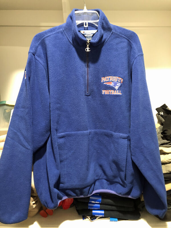 Vintage PATRIOTS Football Team Fleece Quarter Zip Pullover Shirt Jacket Size Large