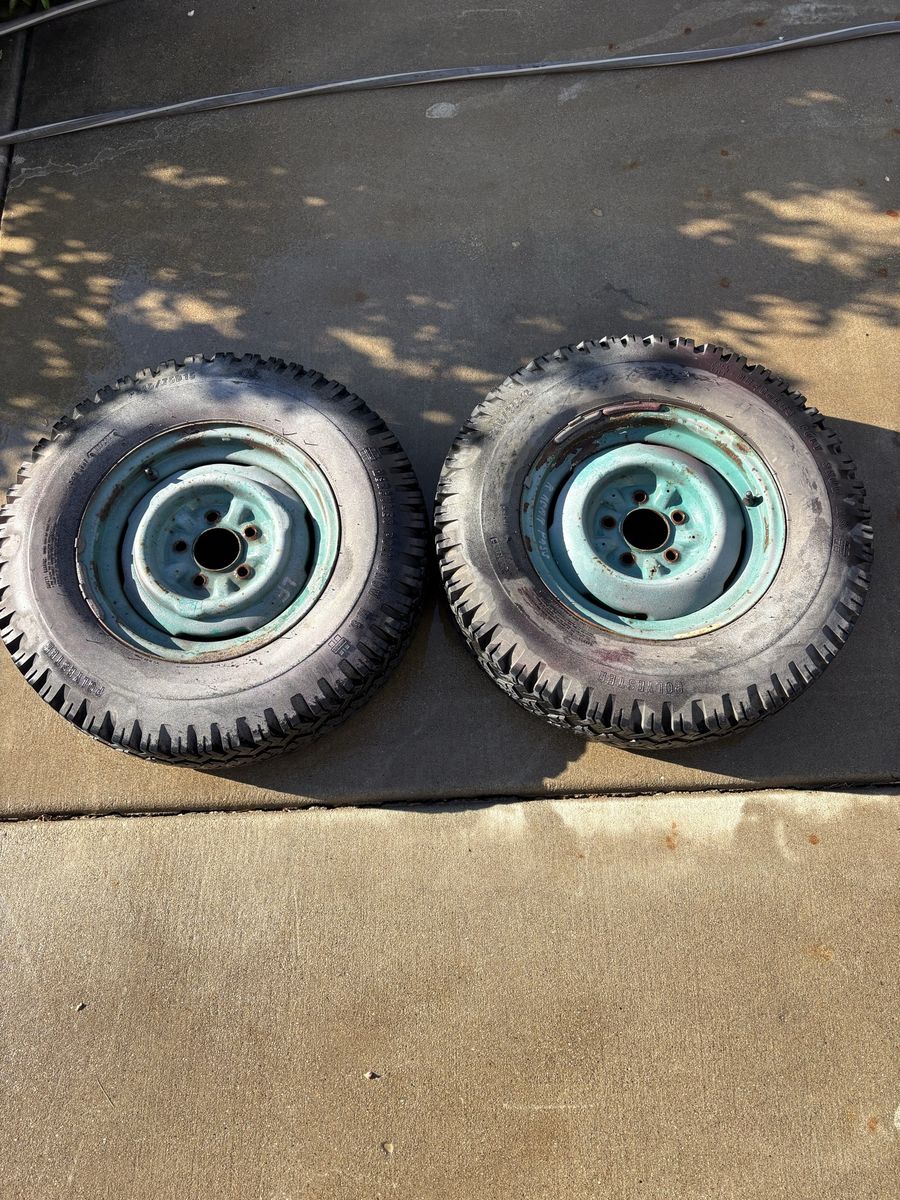 Stock wheels with tires taken off a 1947 Chevy pickup.