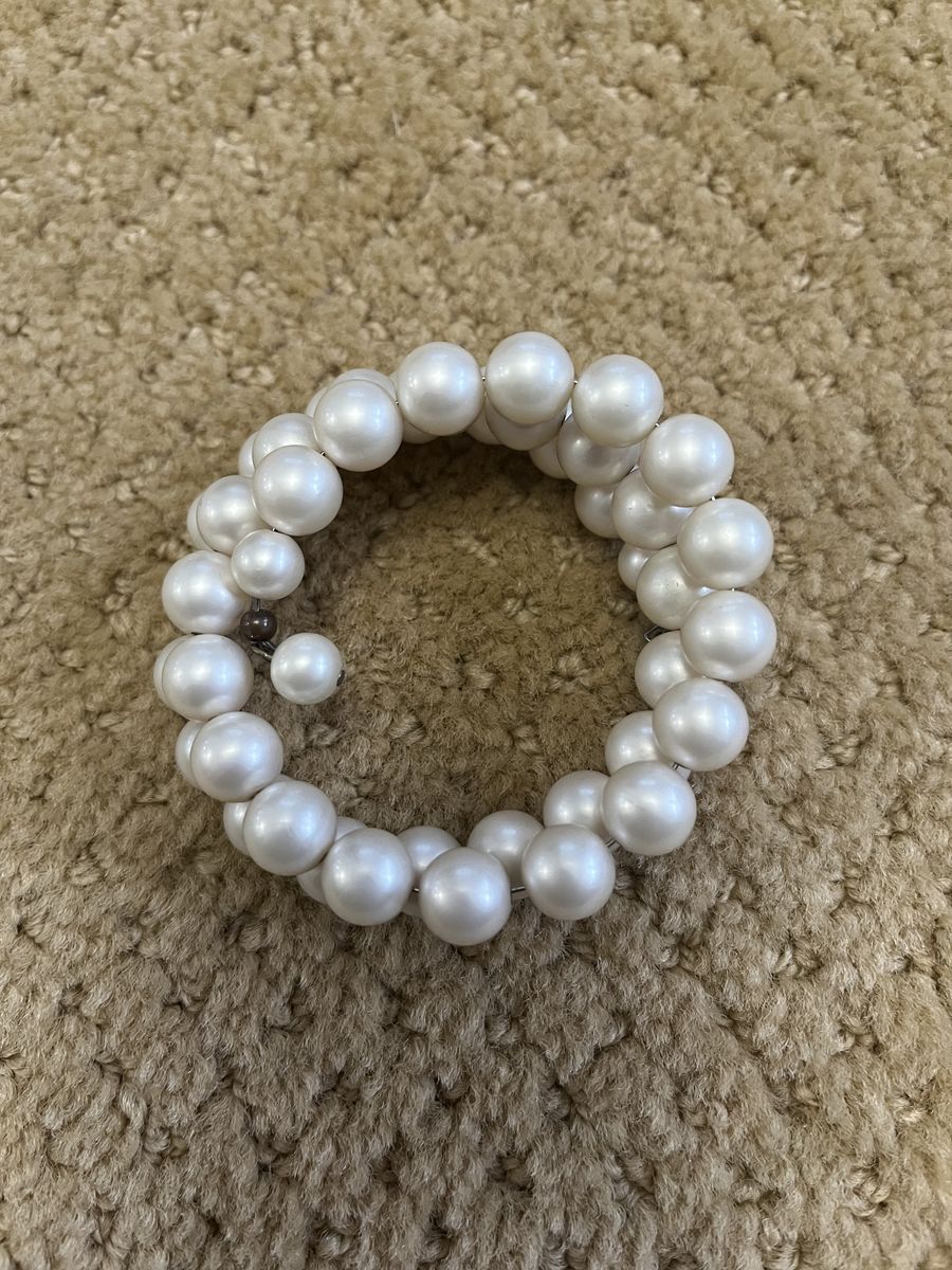 Vintage - Faux Pearl Curled Wire Bracelet - 1950's
