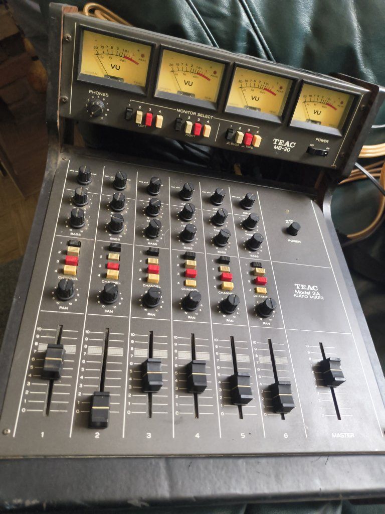 TEAC Model 2A Audio Mixer with MB-20 Meter Bridge Vintage 6-Channel Console