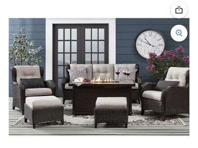 Member's Mark Heritage 6-Piece Deep Seating Fire Pit Set w/ Sunbrella Fabric (New in Box)