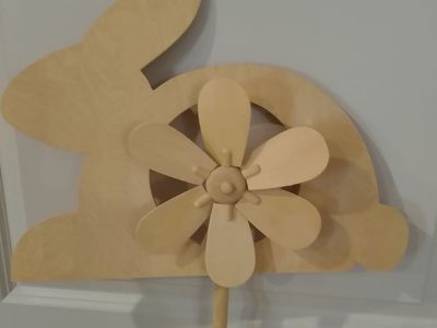 Wooden Bunny Windmill Yard Decoration
