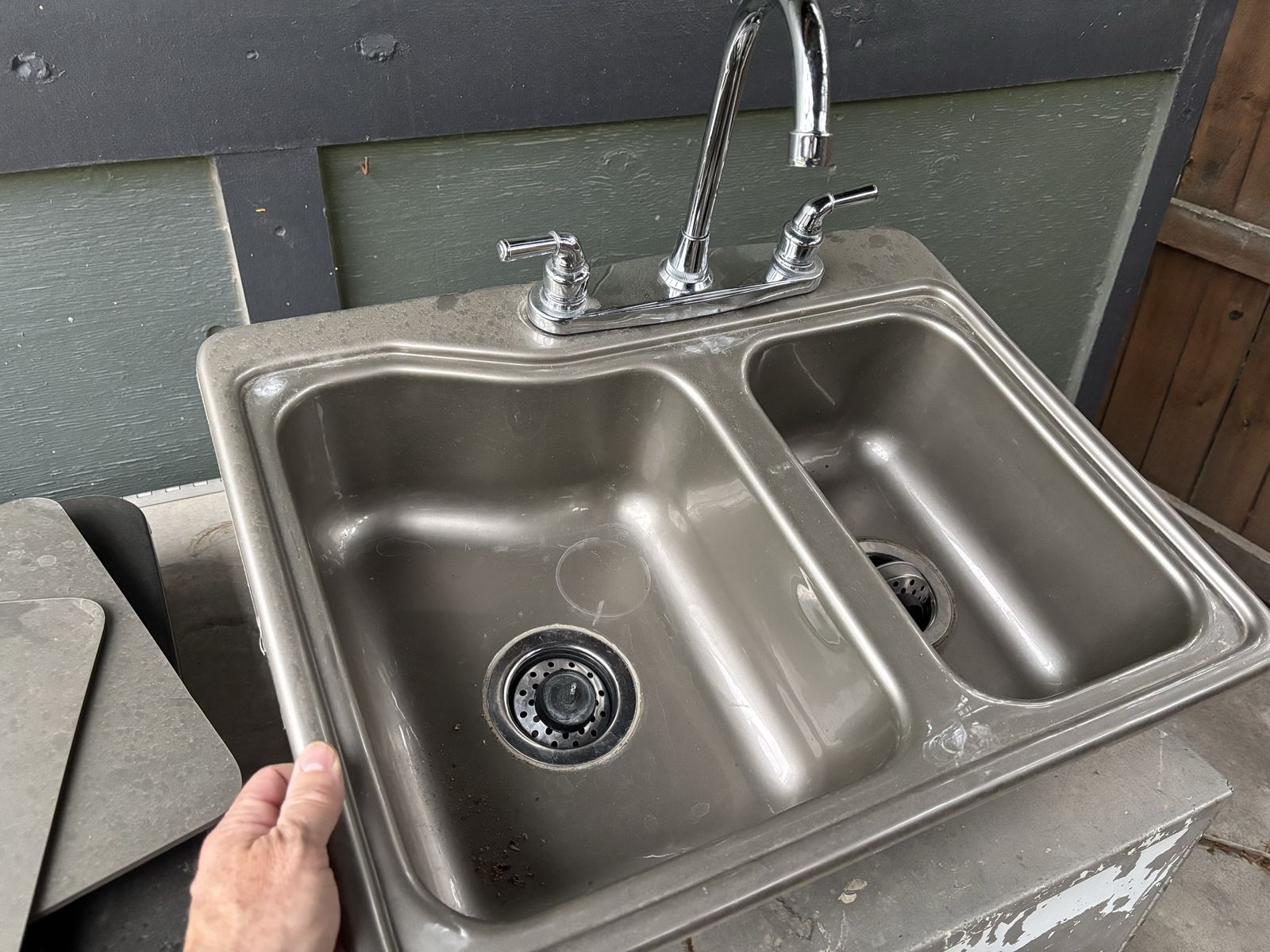 RV trailer Two-Basin Sink with Faucet and Covers