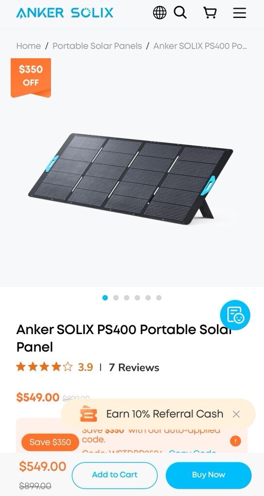 Anker Solix 400w Foldable Solar Panels