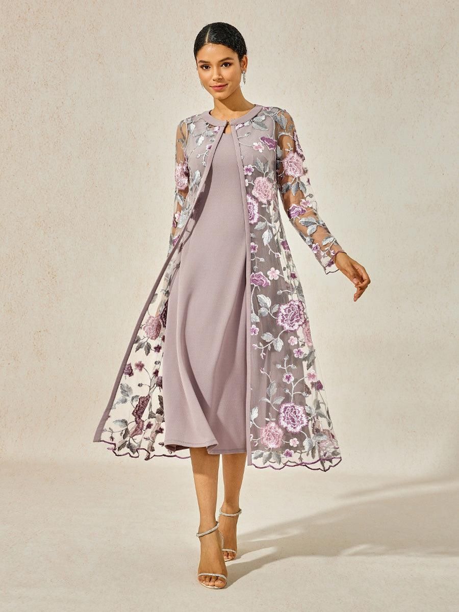 Lace Embroidered Floral Dress Set