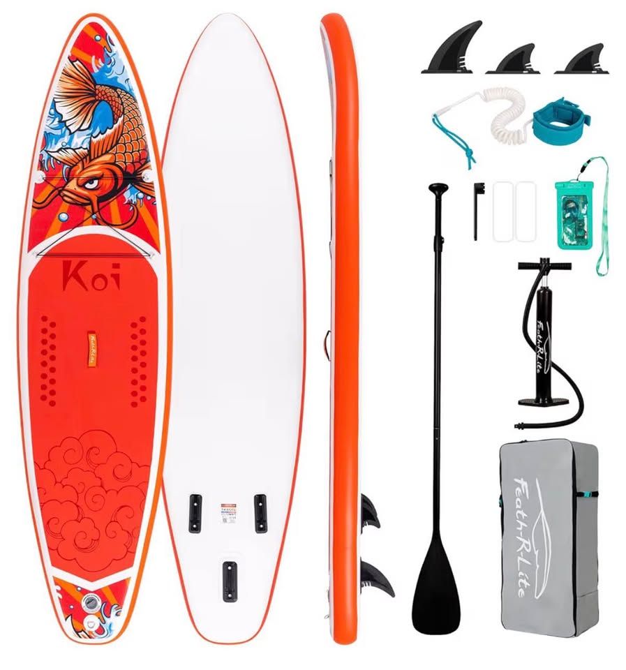 Brand New Bundle Pack 11FT Stand Up Paddle Board Inflatable Factory Sealed-Orange Koi Fish