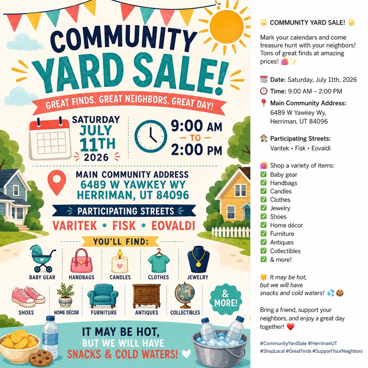 Community Yard Sale - Herriman, UT - July 11, 2026 - Baby Gear, Clothes, Furniture, & More!