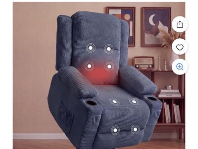 NEW IKAKOS Power Lift Recliner Chair (Heat & Massage) - Blue