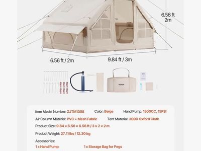 Inflatable Glamping Cabin Tent – Rapid Setup w/ Pump & Stove Jack!