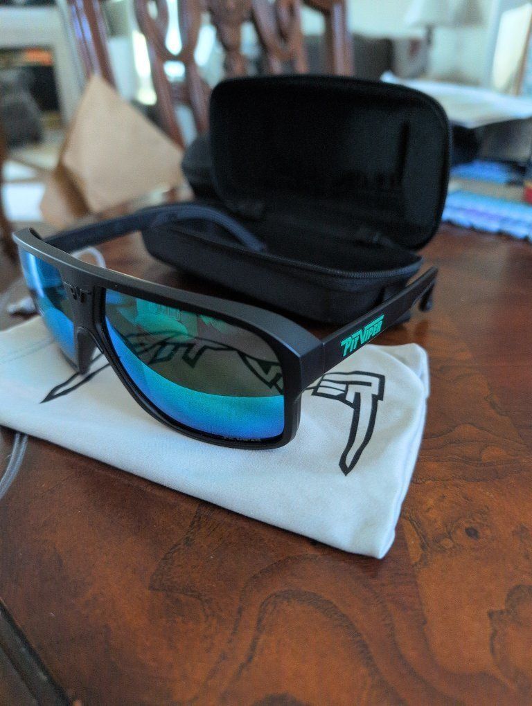 Pit Viper The Originals Polarized Sunglasses - Black Frame with Blue Revo Lenses