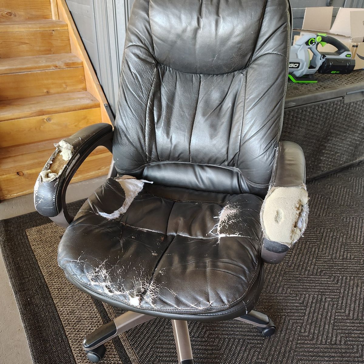 Office Chair Rolling Brown Leather Pleather