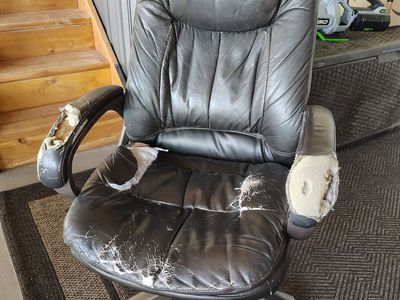 Office Chair Rolling Brown Leather Pleather