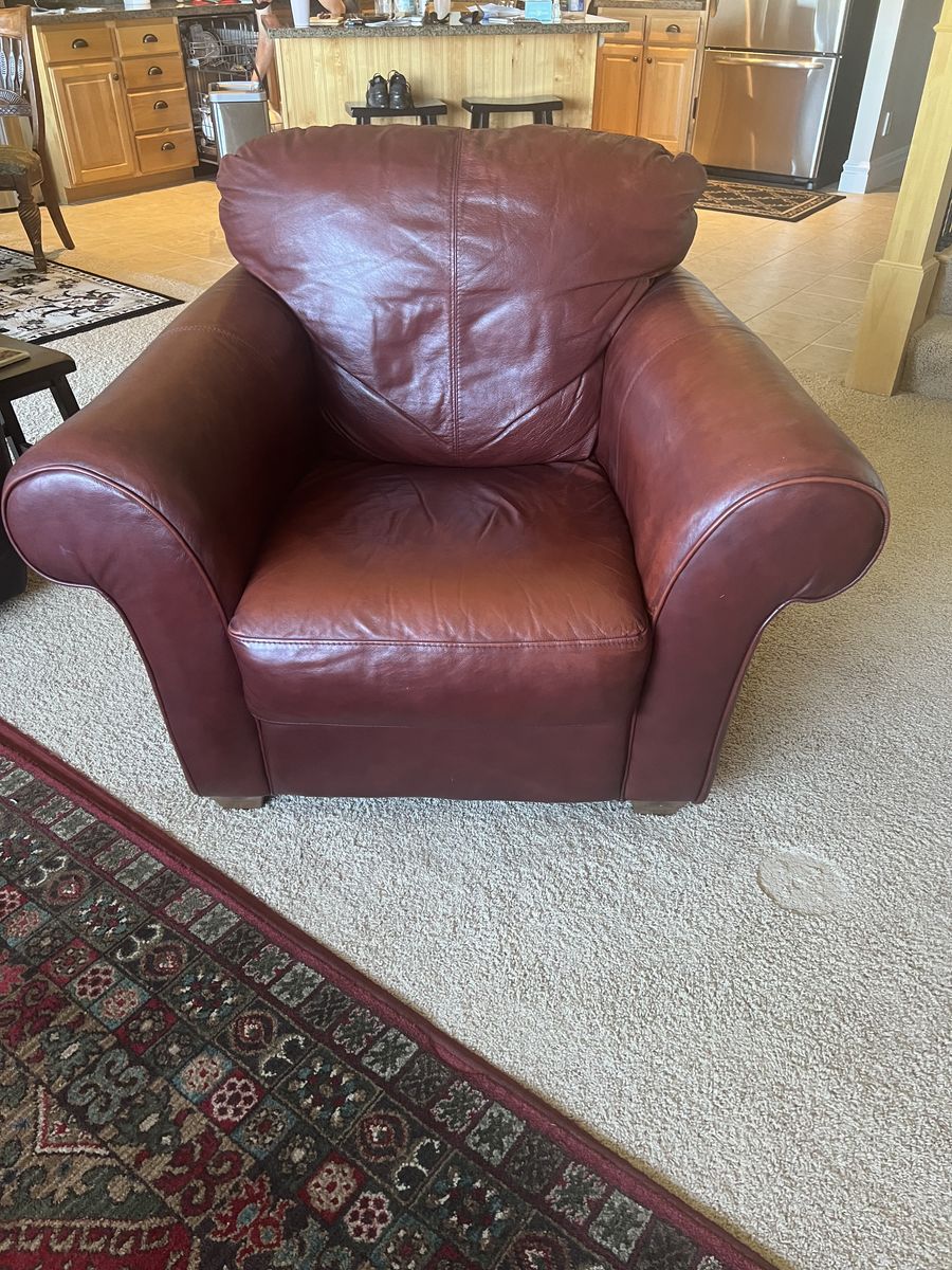 Genuine Leather Chair – Burgundy| Sandy Pickup