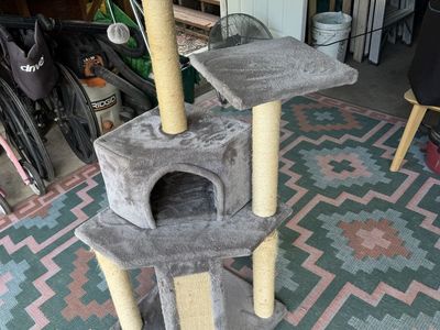 Unbranded Large Grey Multi-Tier Cat Tree w/ Condo, Perches & Scratching Posts