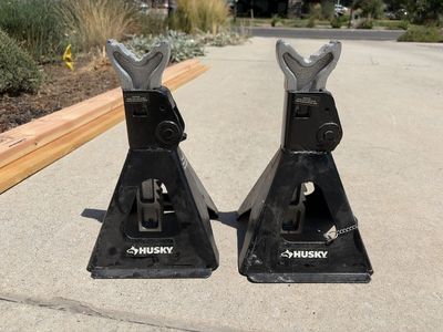 Husky 3-Ton Ratcheting Jack Stands (Pair) - Heavy Duty Vehicle Support