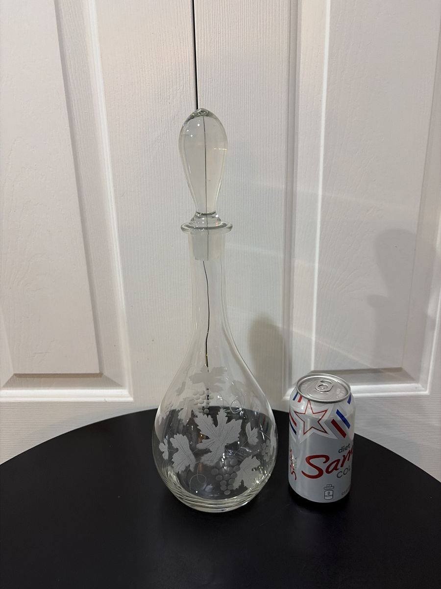 Beautiful Like New Etched Glass Decanter