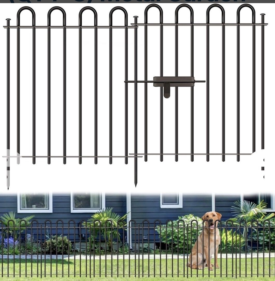 10-Panel Decorative Metal Garden Fence with Gate – 32” x 21.6 ft
