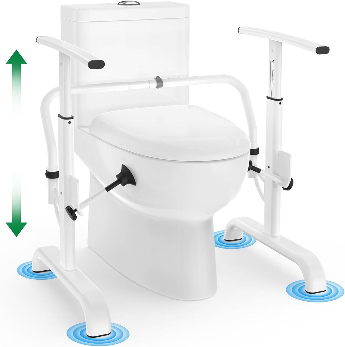 NEW Toilet Safety Rails for Elderly, 350 lbs Capacity Toilet Handles with Width Adjustment, Chain Adjustable