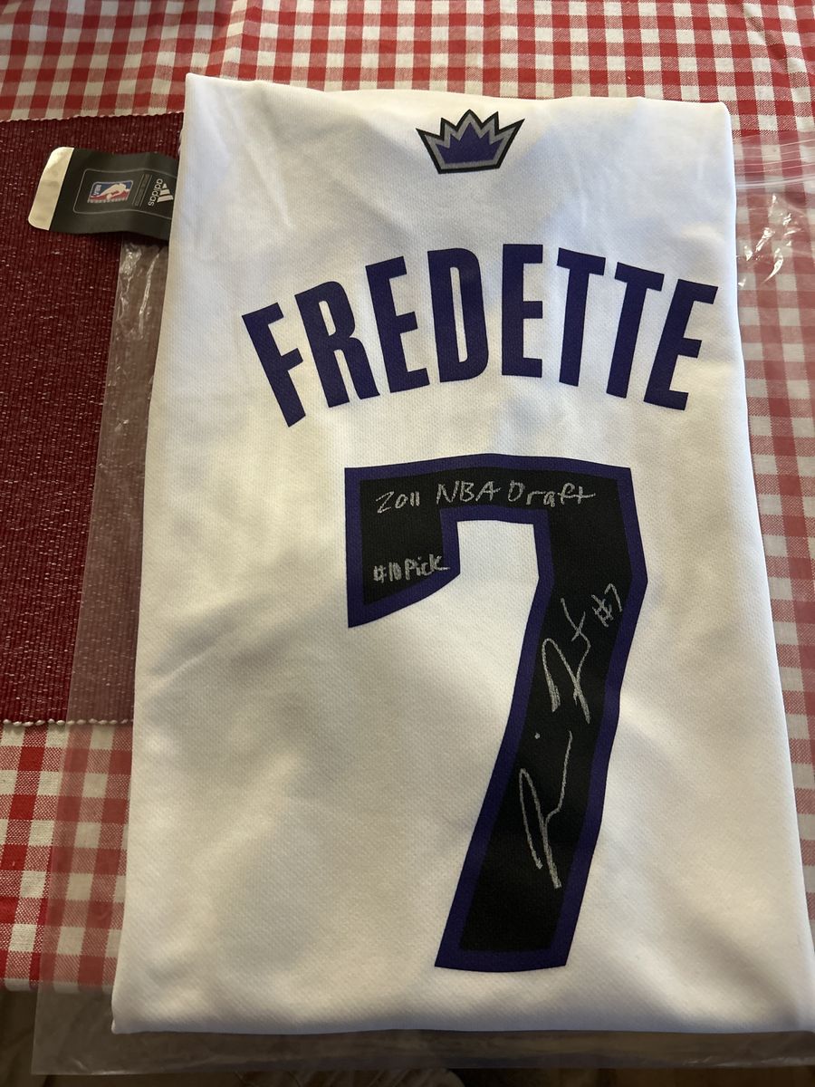 BYU Auto Rookie Basketball Jimmer Fredette Autographed Sacramento Kings Adidas NBA Home Jersey - 2011 NBA Draft #7