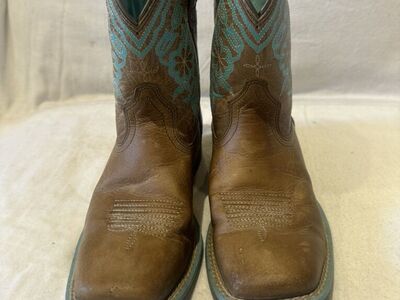 Ariat Youth Size 2 Brown/Turquoise Westrn Boots
