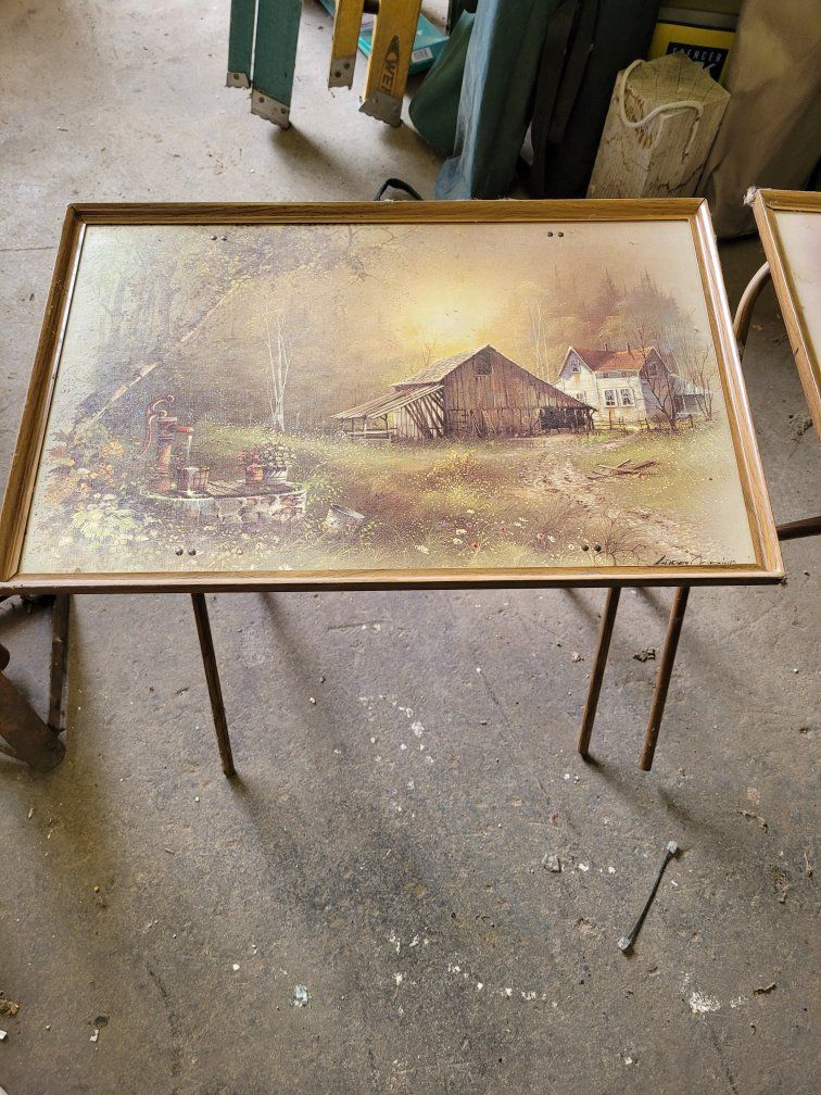 2 1970s TV Trays ANDRES ORPINAS Vintage Tv Trays