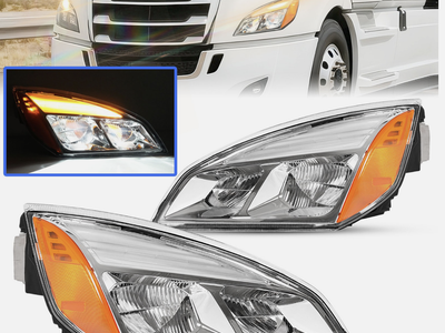 NEW For Freightliner Cascadia 2018-2025 2022 23 Full LED Chrome Headlights Headlamps