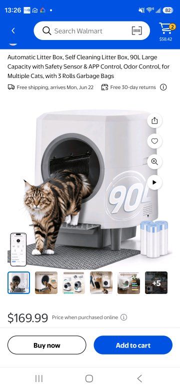 Automatic Self-Cleaning Litter Box 90L with Safety Sensor, APP Control & Odor Control for Multiple Cats