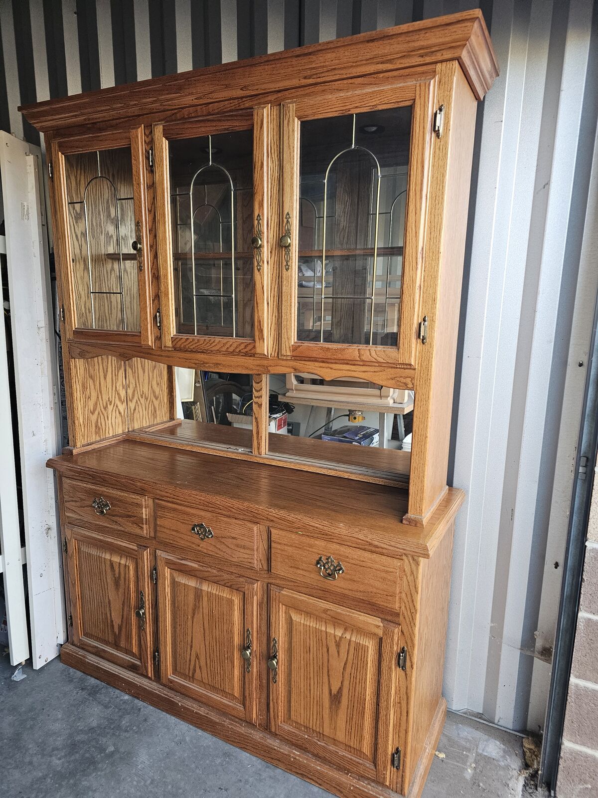 Solid oak china cabinet