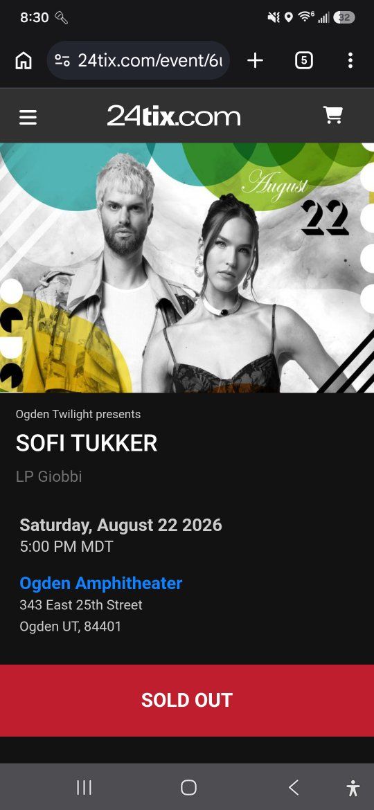 Sofi Tukker & LP Giobbi Concert Ticket - Ogden Amphitheater - August 22, 2026