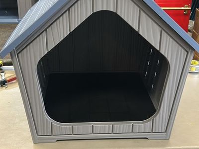 Gray Plastic Dog House - New, Durable Pet Shelter