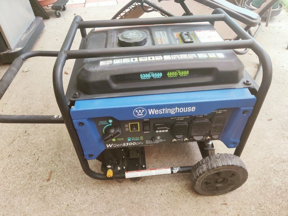 Westinghouse 6500w Dual Fuel Generator 5300 running Watts