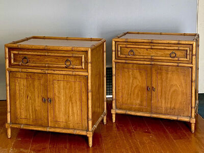 Vintage Drexel Heritage Burl Wood Nightstands