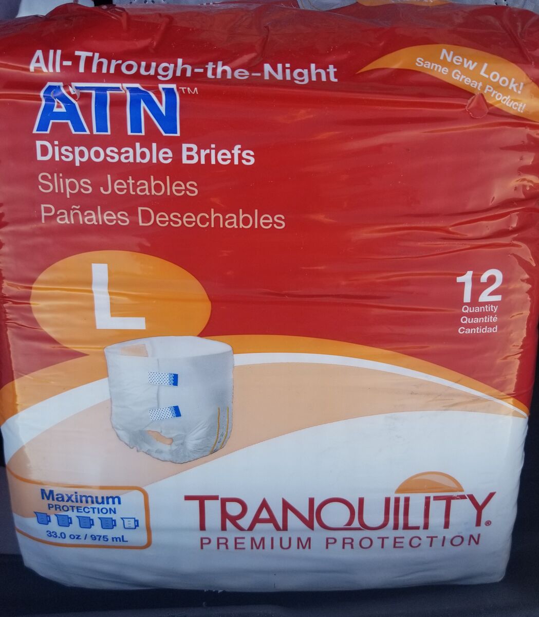 2 pks Tranquility Disposable Briefs / Adult Diapers ATN Size Large