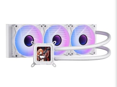DarkFlash DV360S White AIO Liquid CPU Cooler - 360mm Radiator, Addressable RGB Fans, LCD Display