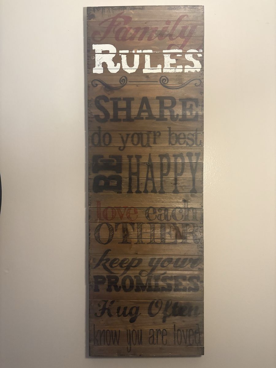 Rustic Wooden Family Rules Wall Sign