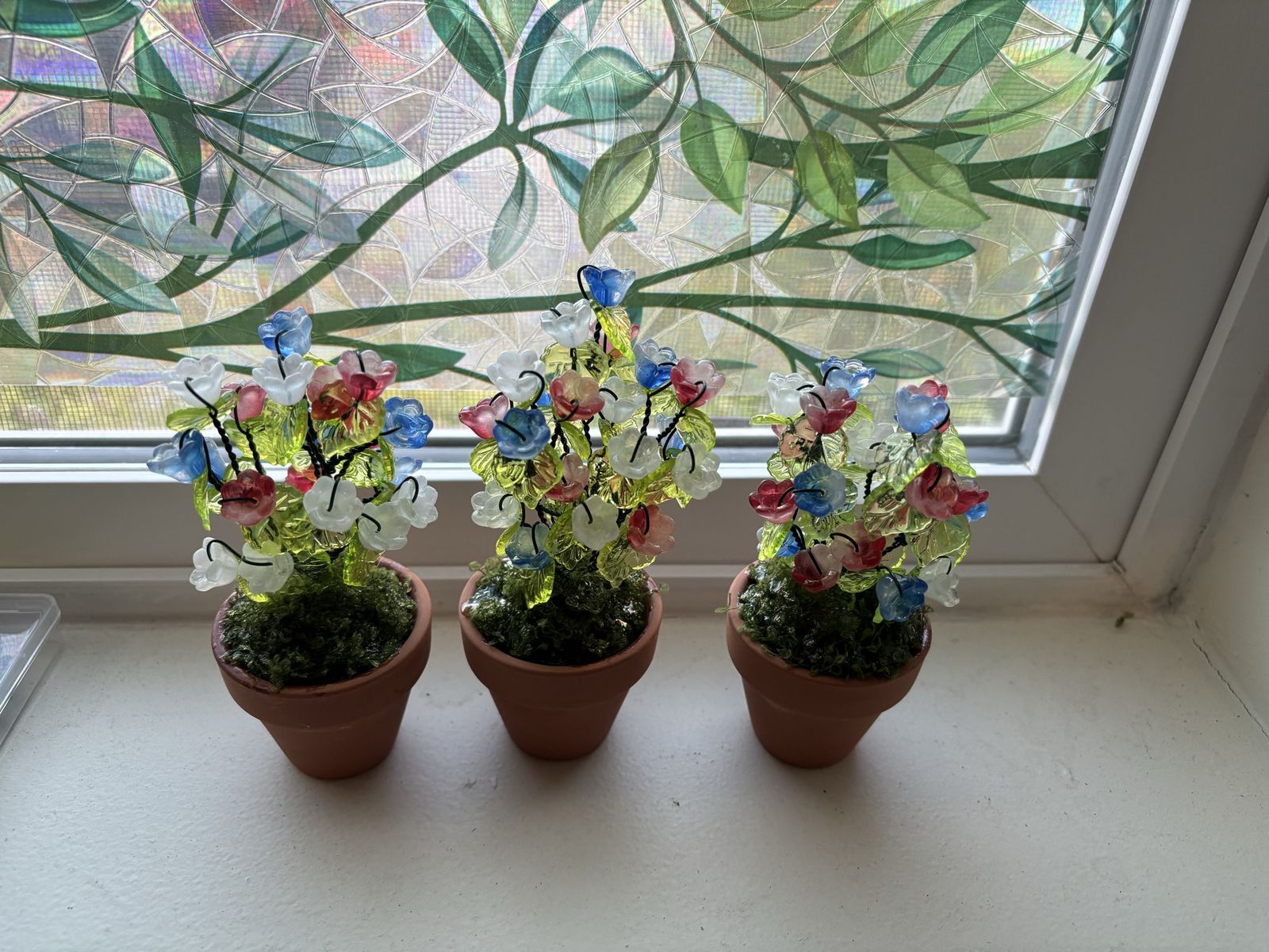 Handmade mini glass beaded plants