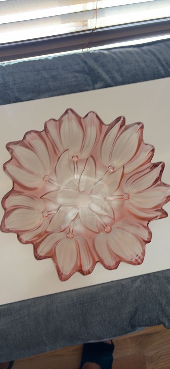 Vintage Pink Frosted Glass Tulip Flower Bowl