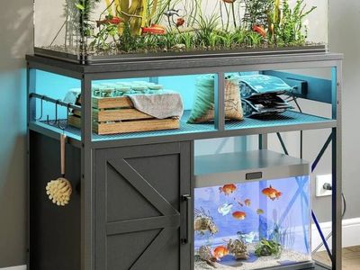 NEW HOOBRO 40-50 Gallon Fish Tank Stand with Power Outlet & LED Light