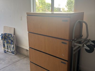 Wooden 4-Drawer Filing Cabinet - Light Wood Finish, Great Condition with Minor Scratches