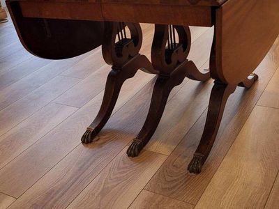 Drop Leaf Duncan Phyfe replica table with the harp design