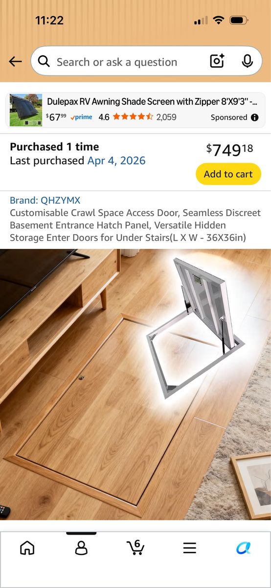 QHZYMX Custom Crawl Space Access Door - Seamless Discreet Basement Entrance Hatch Panel (36x36in)