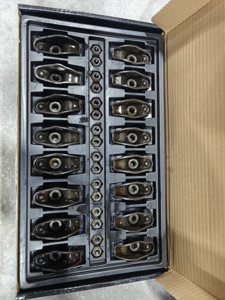 Stamped steel complete rocker arm set for SBC