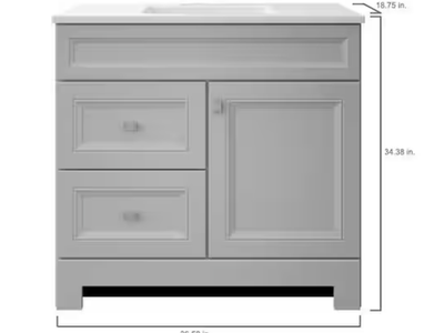 NEW Sedgewood 36.5 inch Single Sink Dove Gray Vanity with Arctic Solid Surface Top