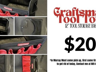 Craftsman 12" Tool Tote Bag - Black/Red with Multiple Pockets